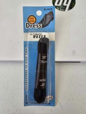 Shoe Gear Dress Ultimate Waxed Black Shoelaces 30"